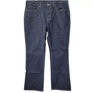 Duluth Trading Co Jeans Women 16 x 31 Mid Rise Straight Leg Dark Wash Denim Blue